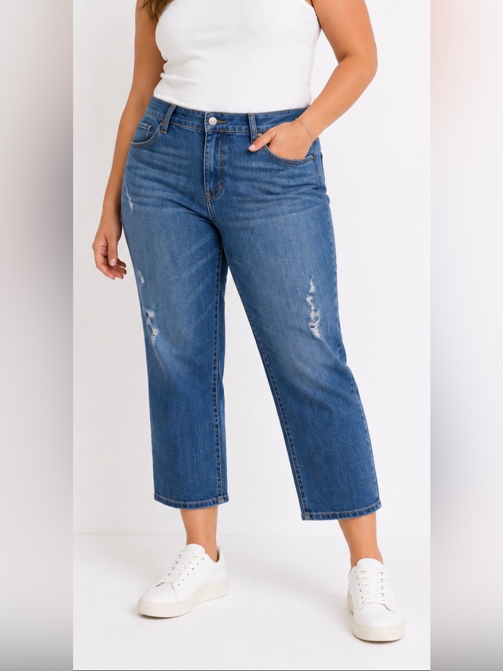 A.N.A High Rise Boyfriend Jeans Size 10 Blue Stretch Cropped Ankle Denim